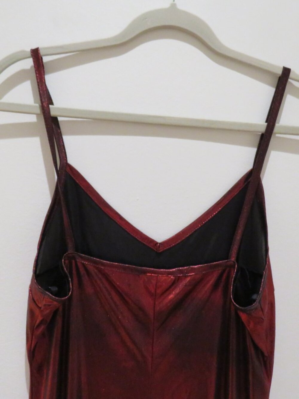VINTAGE BONKERS USA Red Metallic Maxi Slip Dress Medium 90s Party Friends - Picture 9 of 15